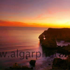 Sunset over Praia da Marinha Algarve Portugal